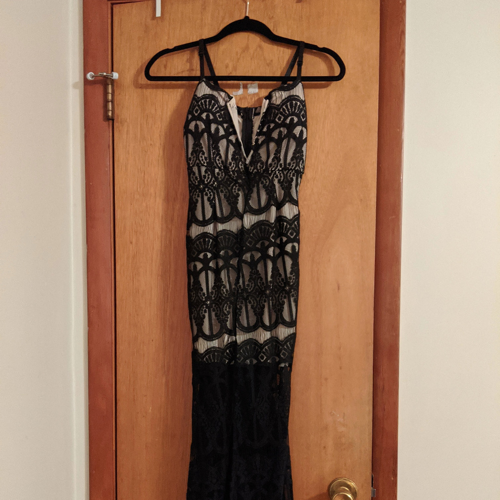 Black and Creme Formal Gown